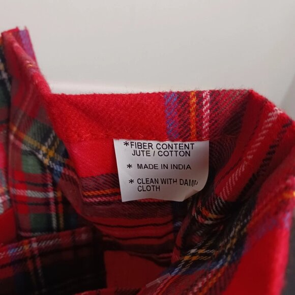 Aspen Wine 6 Bottle Tote Red Plaid Flannel Reusable - Picture 2 of 4